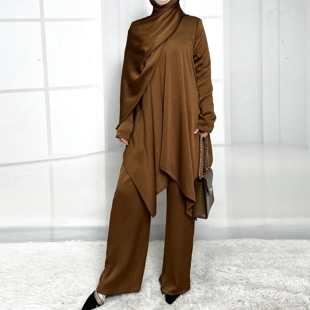 

Muslim Women Tops Islamic Sets Modest Women Muslim Pants Abaya Dubai 2025 Turkey Outfit Ramadan Prayer Clothes 2 Piece Set Arab