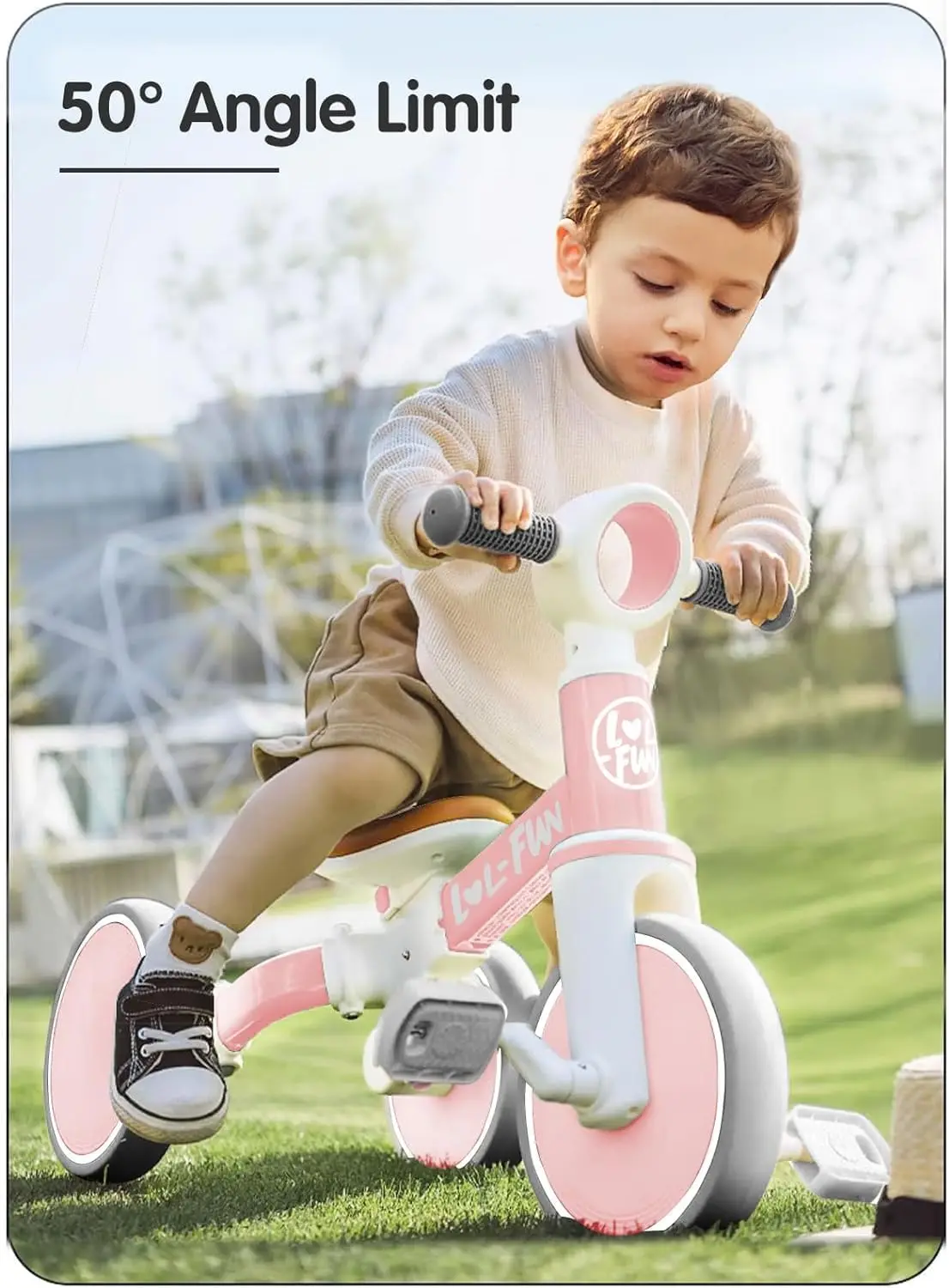 Tricycle pour tout-petits de 1 à 3 ans, vélo d'équilibre 5 en 1 pour bébé, garçons et filles de 2 ans avec poignée de poussée de direction parent
