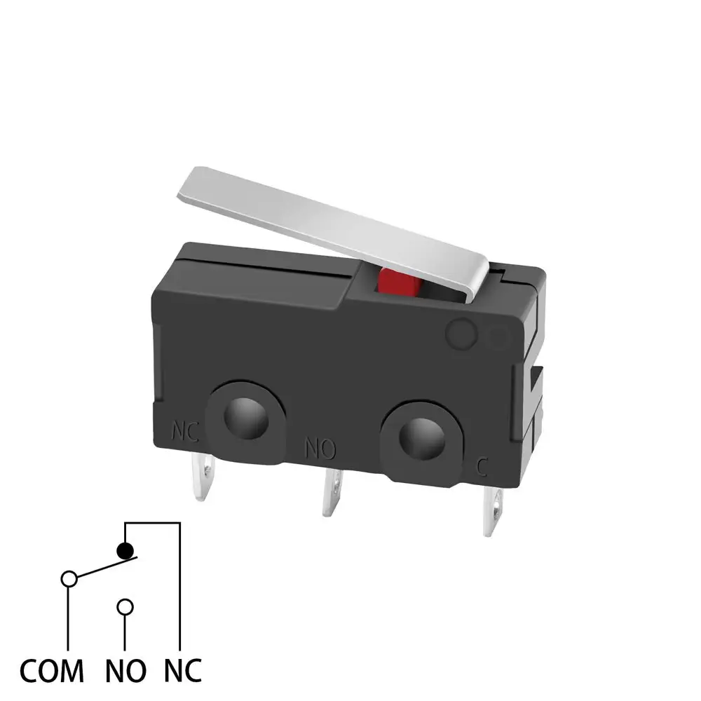 5Pcs Mini Micro Limit Switch 5A 125 250V AC SPDT 1NO 1NC Short Lever Arm Switch Snap Action Button
