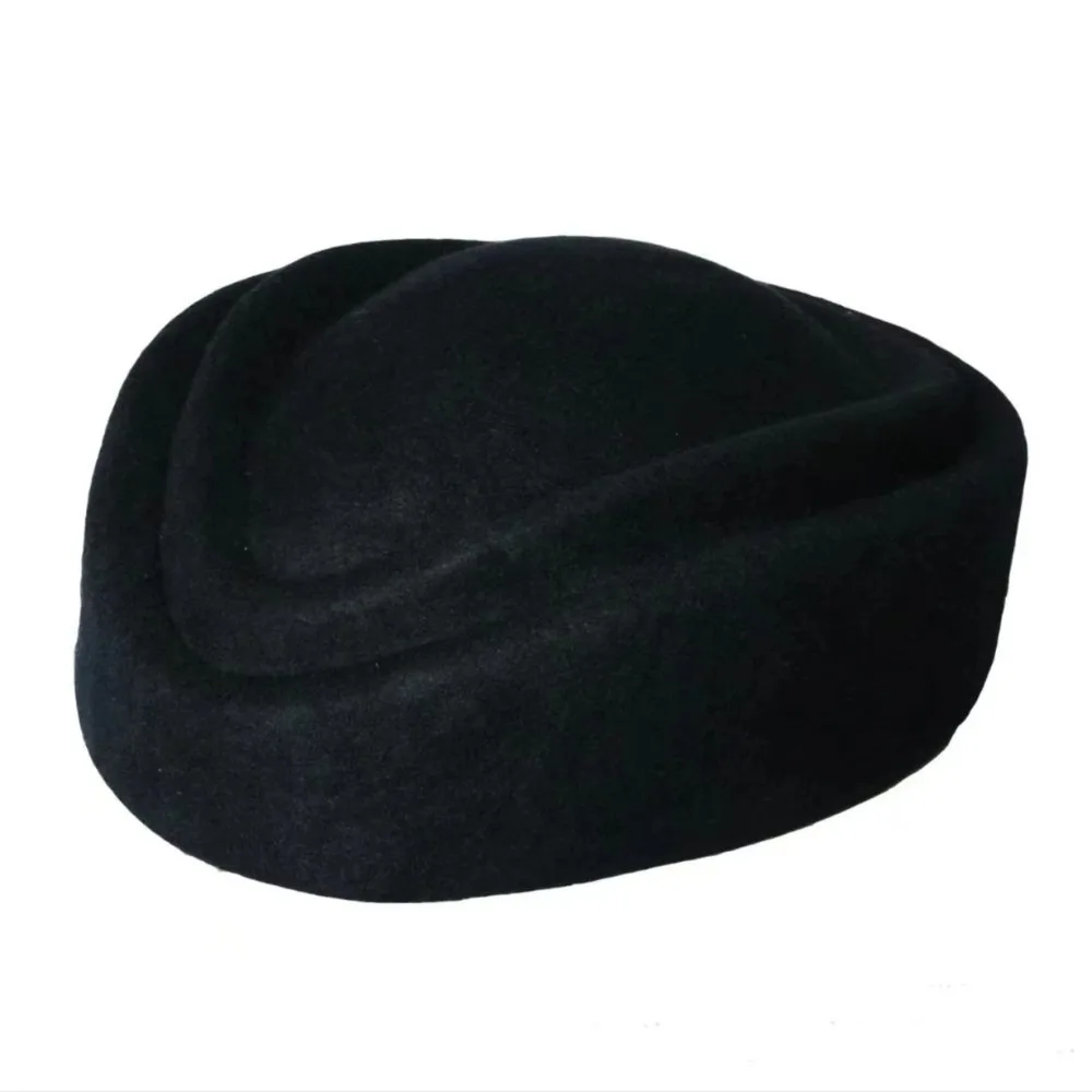 Fashion Wool Felt Women Beret Hats with Slot Spring Summer Stewardess Boat Hat Black Red Blue Service Cap Uniform Hat