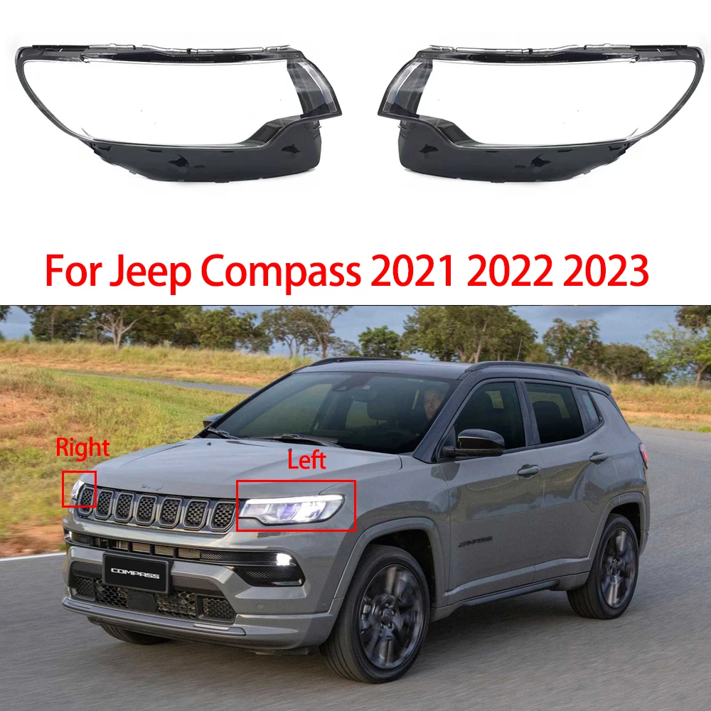 Car Headlight Glass For Jeep Compass 2021 2022 2023 Transparent Headlamp Shell Plexiglass Lampshade Replacement Car Accessories