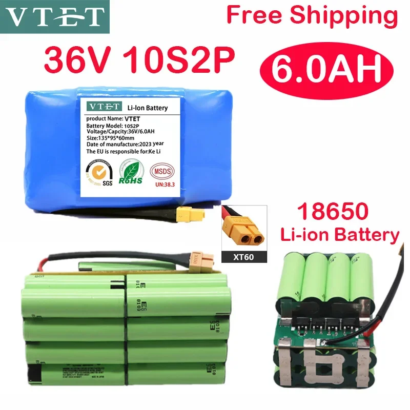 

New 100% Original 36v 6.0ah Lithium Battery 10s2p 36v Battery 6000mAh Lithium Ion Pack 42V 6000mah Scooter Twist Car Battery