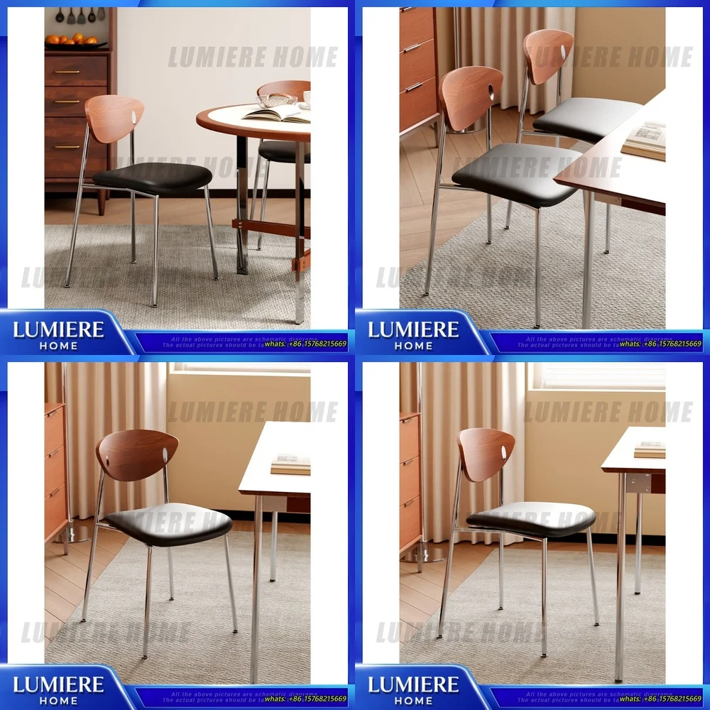 

Винтажный обеденный стул из нержавеющей стали в стиле ретро с деревянной спинкой, кофейня, кафе, домашний барный стул, мебель промышленного дизайна для