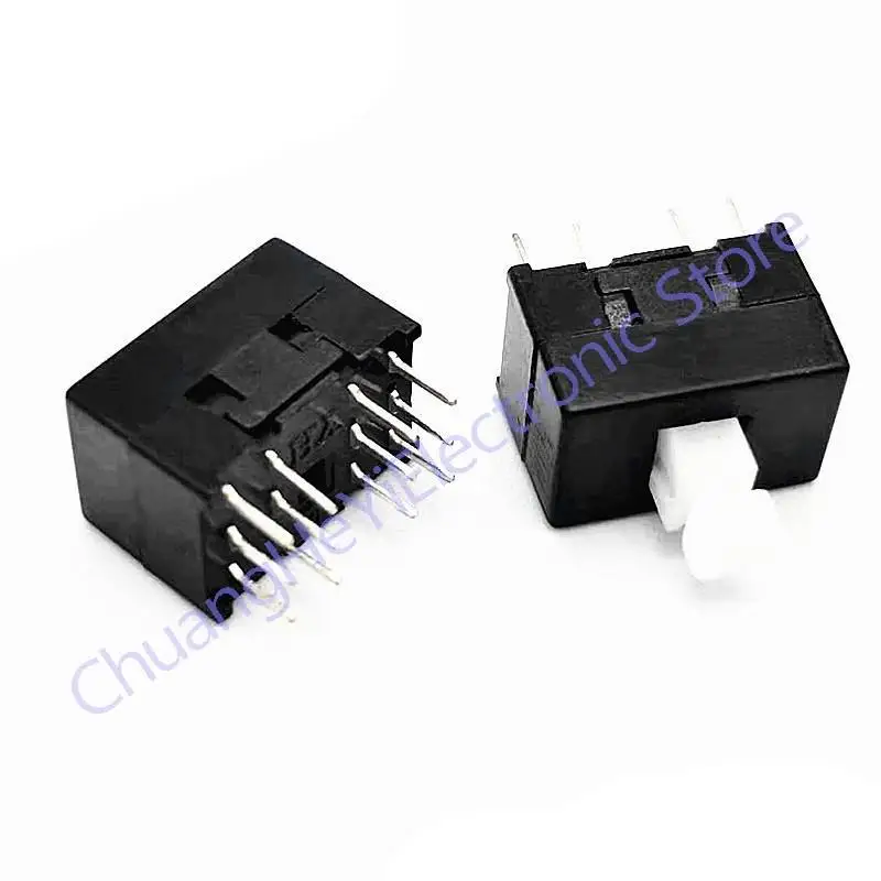 10Pcs DC30V/0.1A Multifunctional Mini Switch Double Row 12 pins self-locking 8.5x8.5x13mm Square Head Black Dual Control Button