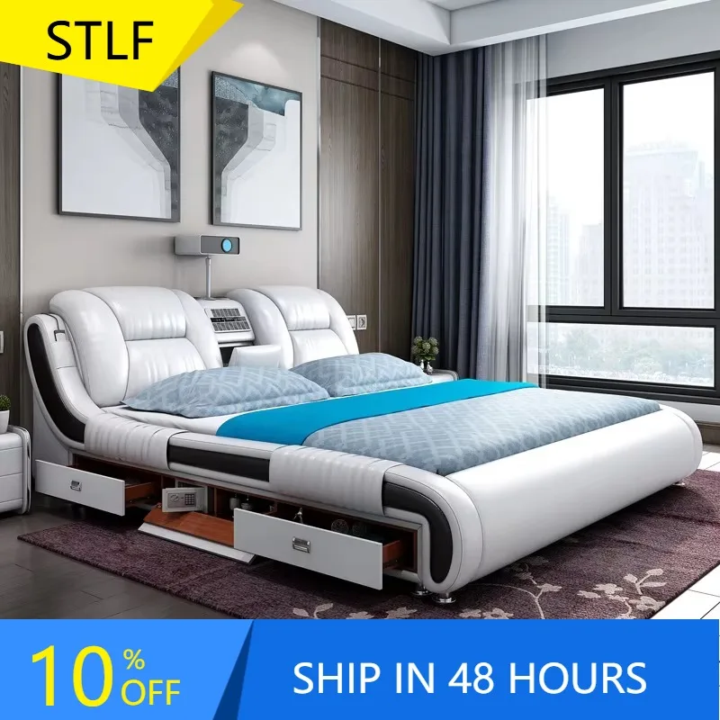 YTYIN Business Gift Multifunctional Leather Bed 1.8m Smart Double Bed Modern Casual Fashion Furniture Bed 1.5M Factory Wholesale
