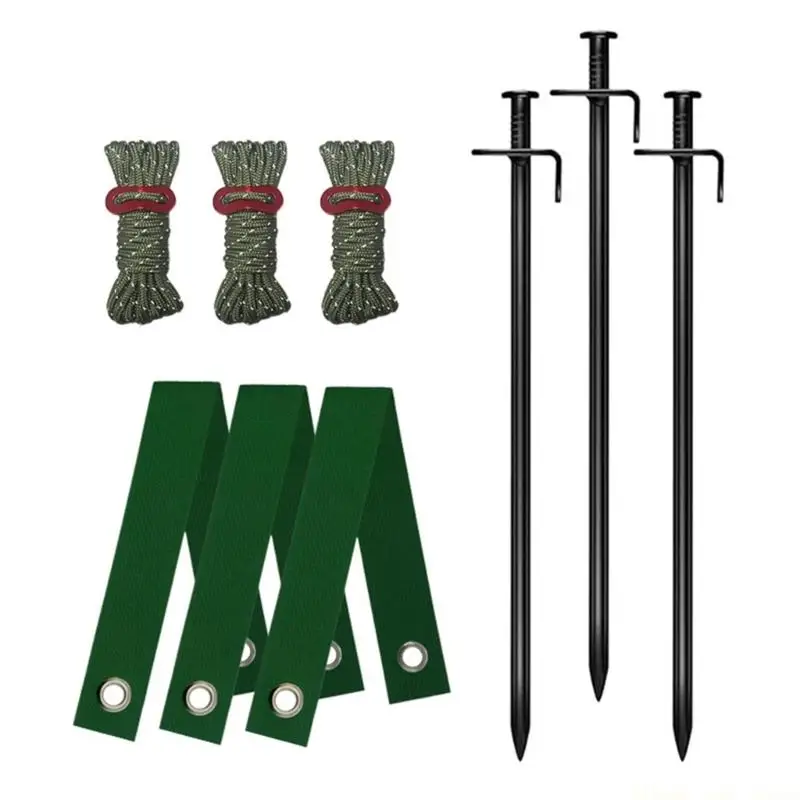 A2BE Garden Tool Set Coiled Ground Stakes Dowels With Cotton Rope For Simple Arrange