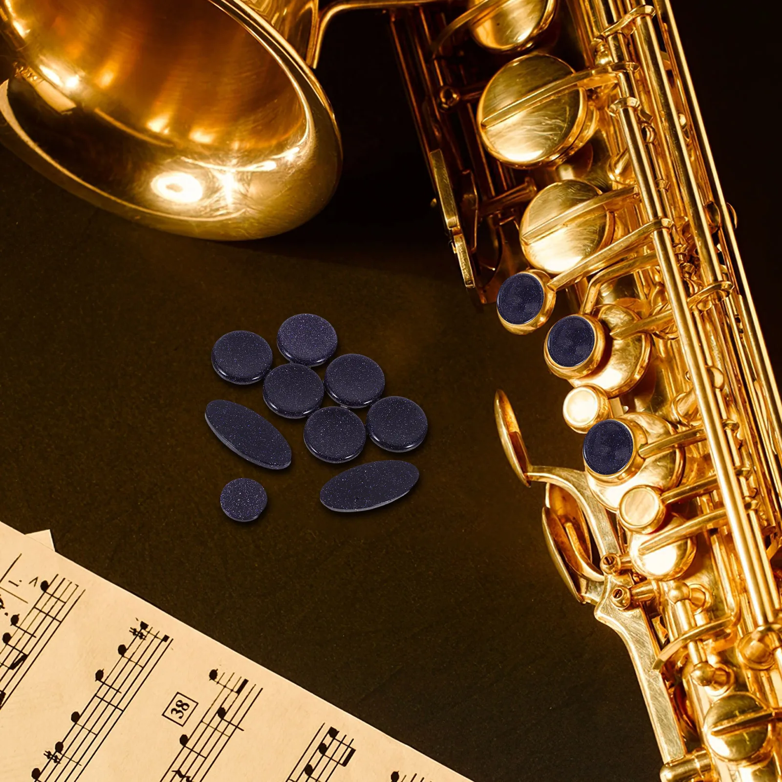 

/Set Saxophone Key Buttons Shell Decorative Inlays For Alto Tenor Soprano Sax Accessories Dark Blue Lightweight Glossy