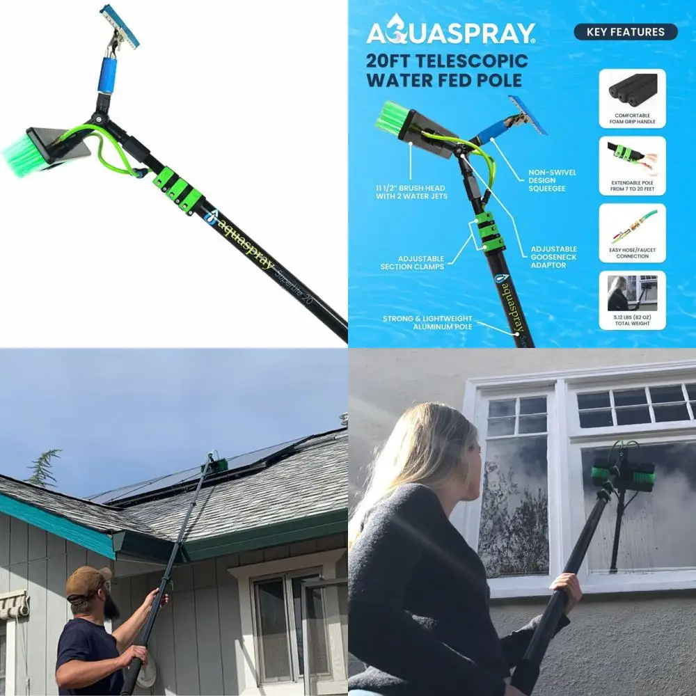 

Professional Solar Panel and Glass Cleaning Kit with Water Fed Pole and Brush