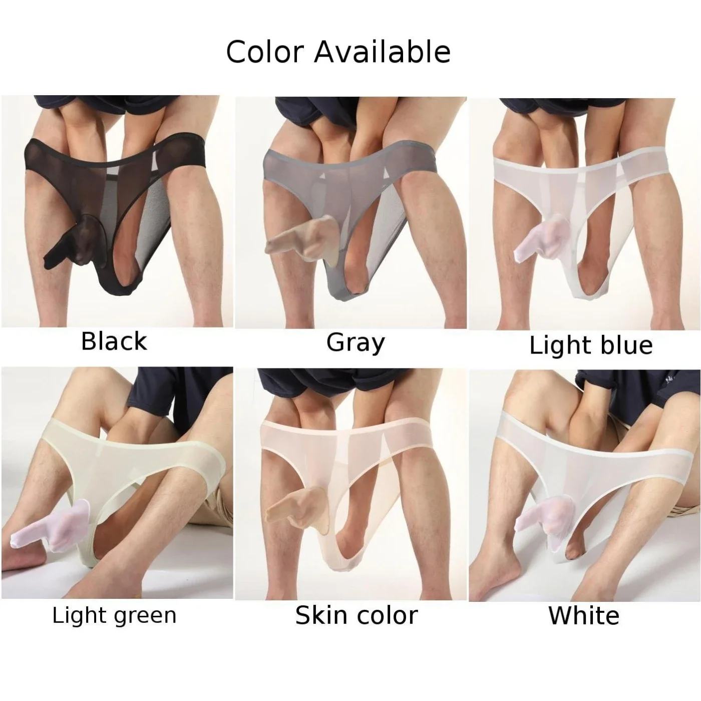 Men\'s Underwear Mesh Seamless See Through Briefs Sexy Translucent Thongs Man U Convex Pouch Sheer Panties  Elastic Bikini Thongs