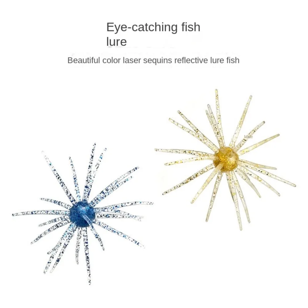 2PCS 2024 Dice Fishing Sea Urchin Lures TPE 2.8g 8.7g Silicone Worm Lure Silicone Worm Freshwater Bass Urchin BFS Fishing Lure