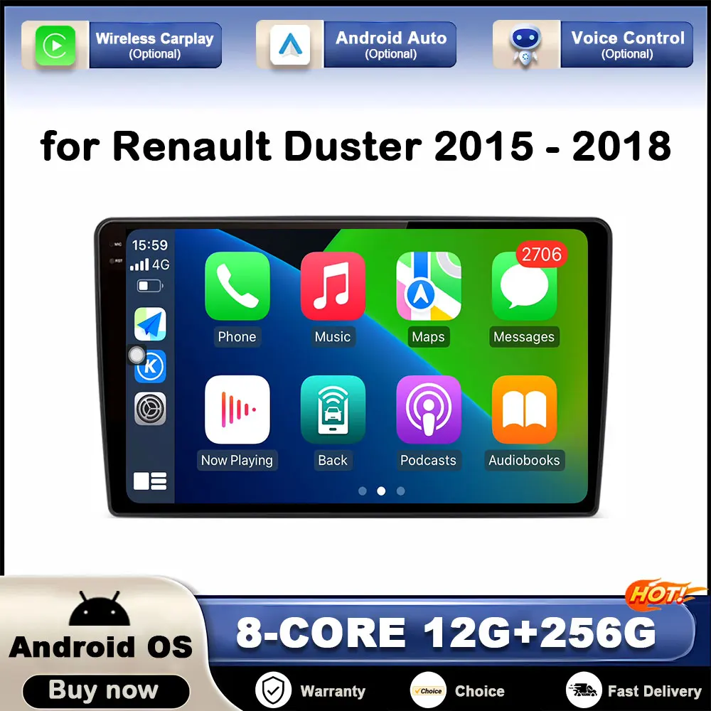 

for Renault Duster 2015 - 2018 smart System Car Video Multimedia Player DSP Stereo GPS Navi Wireless Carplay Autoradio No 2 Din