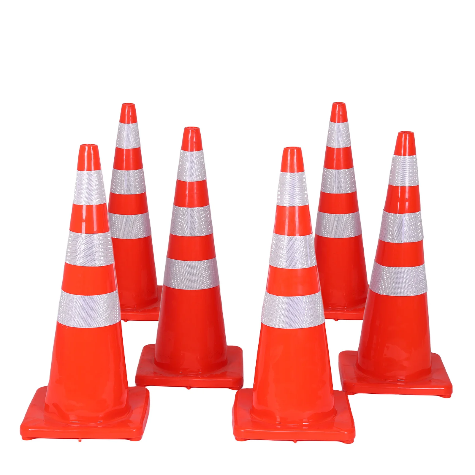 

35 Inch 6 Pack Traffic Safety Cones PVC Traffic Cones with Reflective Collars for Construction Events Driveways Parking Lots