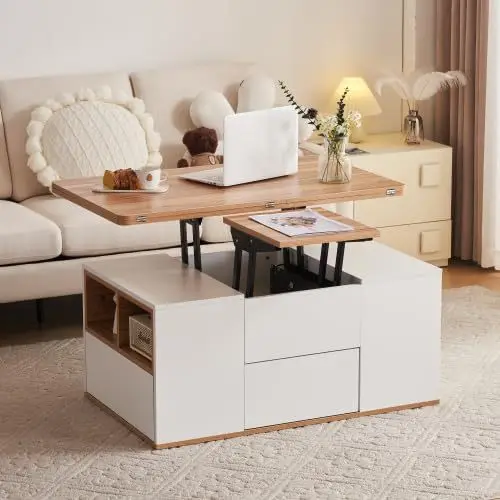 Folding lift coffee table household multi-functional floor storage table simple living room furniture