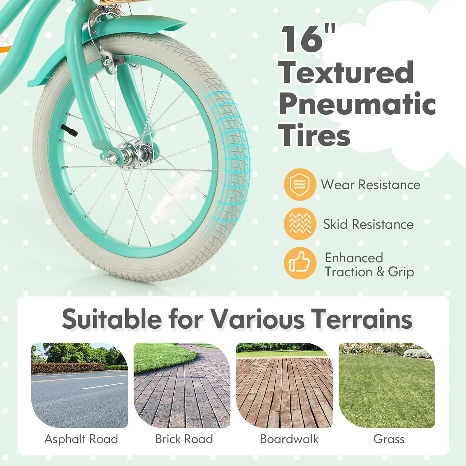 دراجة أطفال، دراجة أطفال مقاس 14 16 18 بوصة مع عجلات تدريب، سلة، مقعد قابل للتعديل ومقود، فرامل يدوية وكوستر، جرس، fo