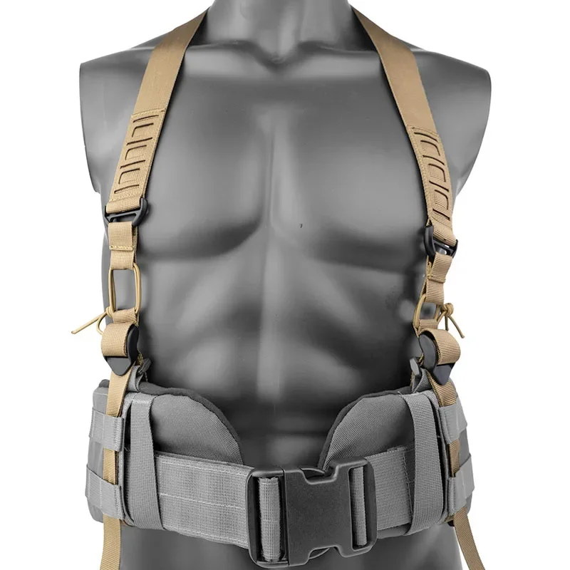 

Спортивный поясной ремень Molle для активного отдыха, усиленный, X-образные подтяжки, функциональный пояс-ремень для крепления снаряжения