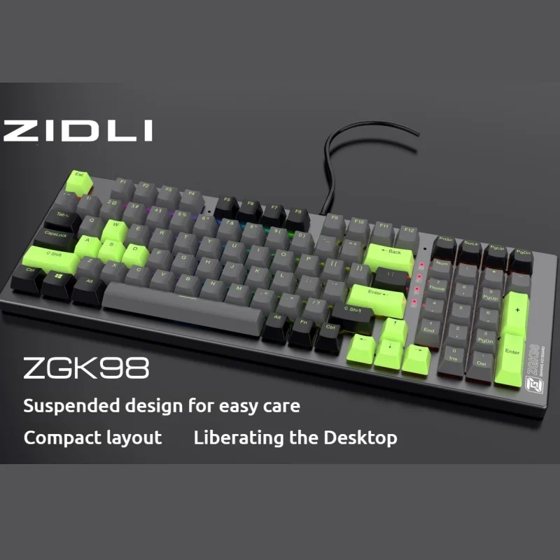 Zidli Zgk98 Gaming Hot Plug Mechanical Keyboard Pbt Two Color Keycap Internet Cafe Cf Esports Same Version Pubg Office Universal