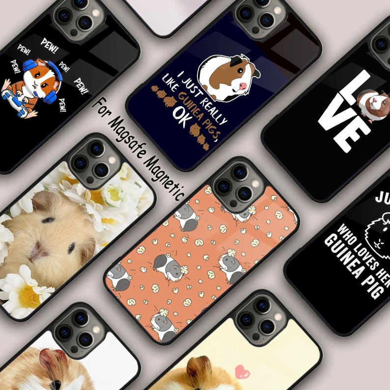 Cute Animals Guinea Pig Magnetic Phone Case For APPLE iPhone 16 14 13 12 11 Pro Max 15 Plus Wireless Charge With MagSafe Cover