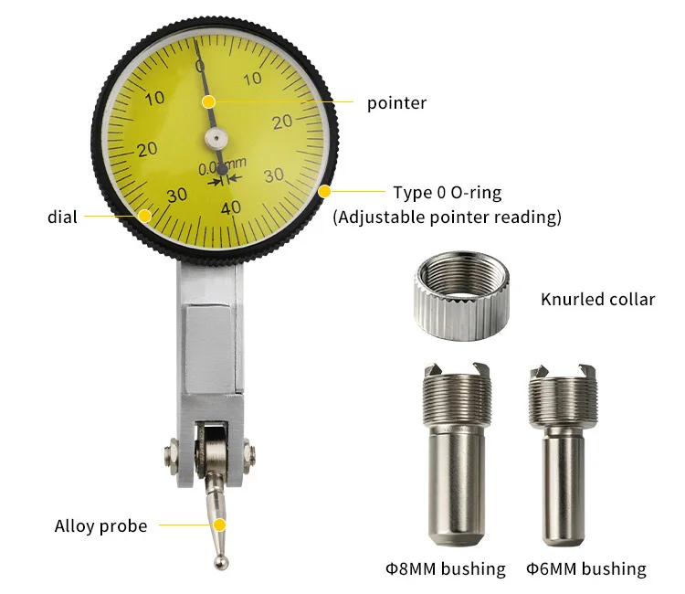 0-0,8mm Hebelmessuhr mit Messfühlern, Mechanischer Mikrometer, Messwerkzeuge, Messuhr für Innenmessungen, Prüfinstrumente – Detail 3