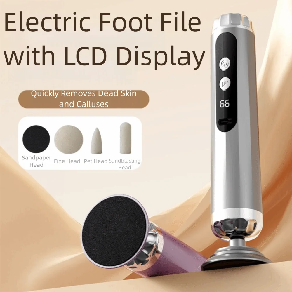 

Adjustable Electric Foot File 5 Speed with Sandpaper Discs Foot Trimmer LCD Display with Nail File Head Dead Skin Pedicure Tool