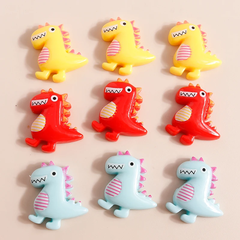 Leslie 10pcs New Resin Lovely Colorful Dinosaur Flatback Cabochon Scrapbook DIY Headwear Phone Case Naril Art Decor Accessories