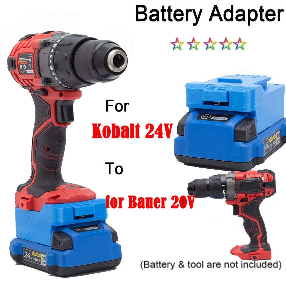 Battery Adapter Converter For Kobalt 24V Lithium Battery to for Bauer 20V Cordless Tools Accessories(NO Battery)