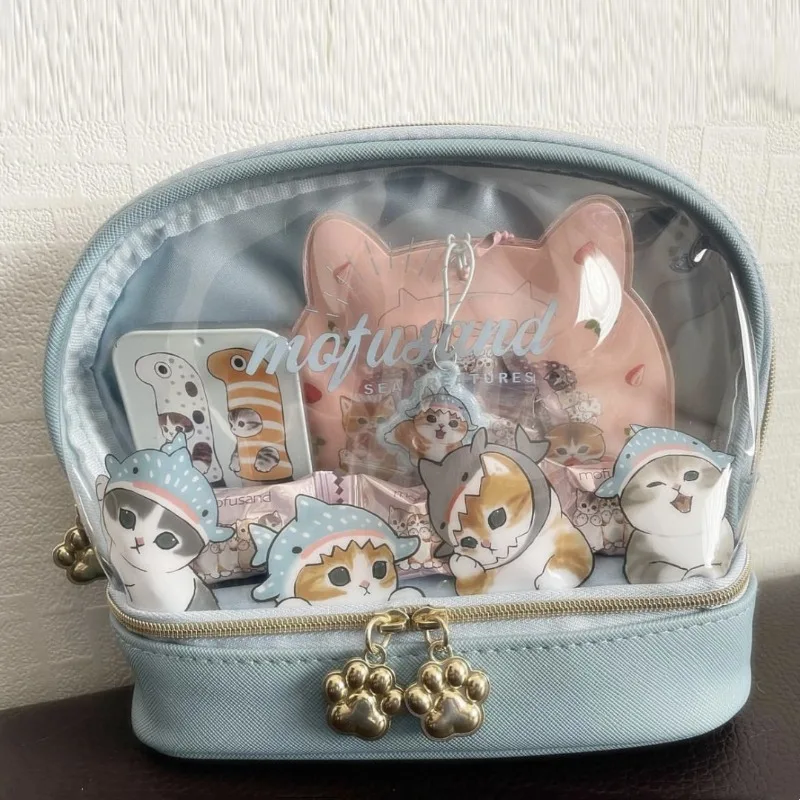 

Mofusand Double Layer Shell Shaped Clear PVC Cosmetic Bag Portable Makeup Tool Organizer Pouch Waterproof Transparent Case