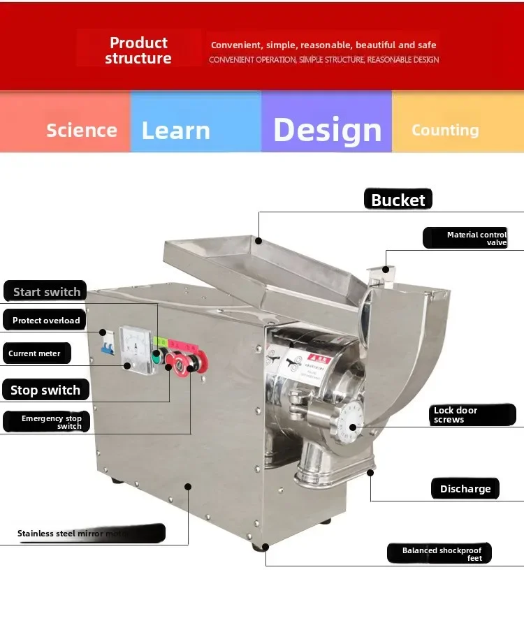เครื่องบดสมุนไพรแบบน้ำไหล ความจุขนาดใหญ่ สำหรับยาจีนโบราณ เครื่องบดวัตถุดิบยาเชิงพาณิชย์ สแตนเลส