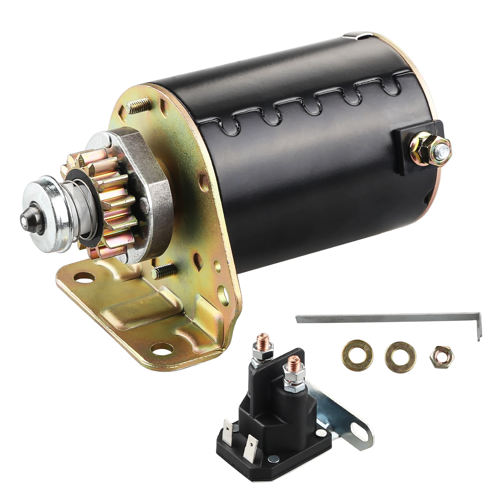 Heavy Duty 12V 14 Tooth Starter Motor, Lawn Ride On Mower Starter Replacement Compatible with Briggs and Stratton OE 693551 6935