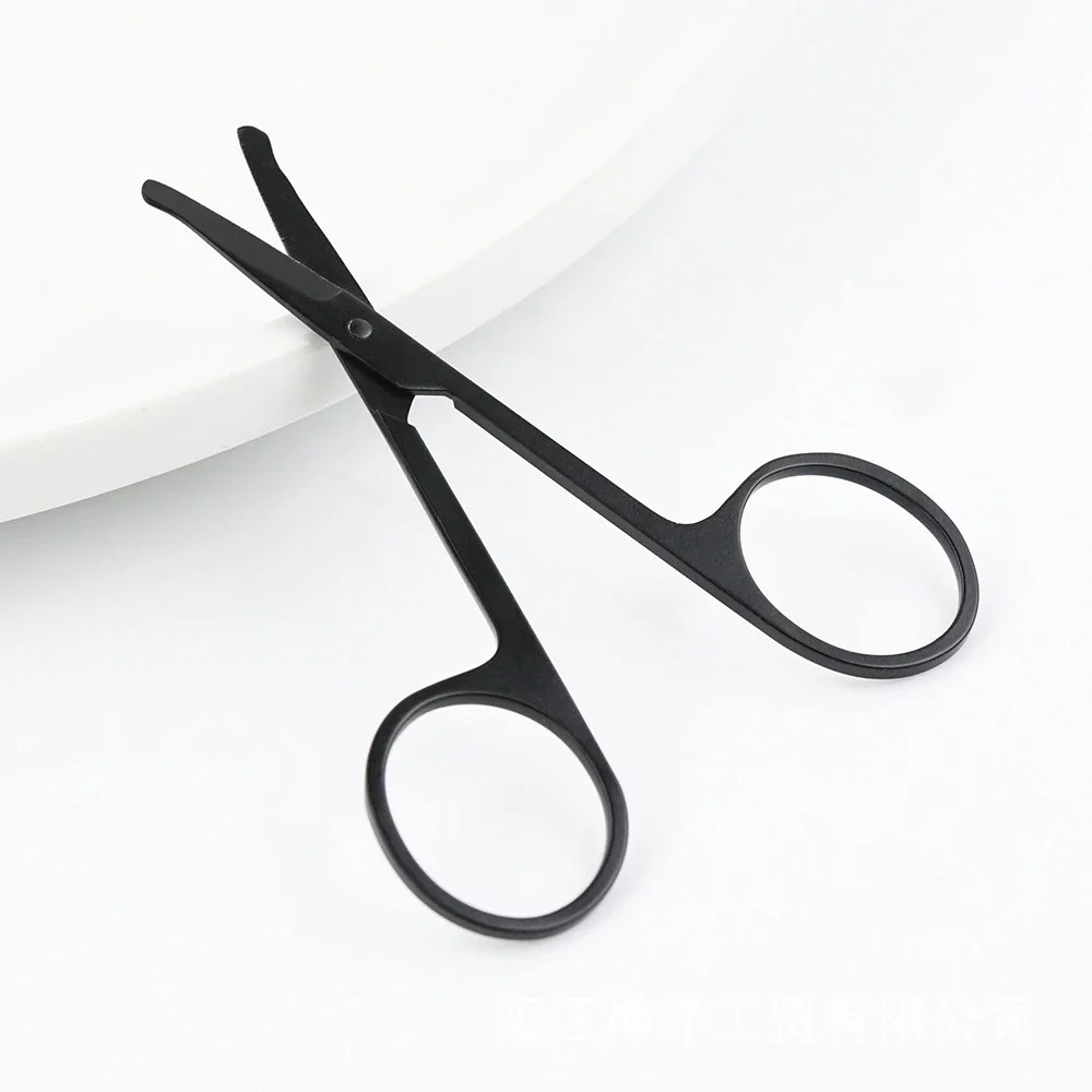 100% New 1pcStainless Steel Mini Portable Curved Mustache Nose Ear Hair Remover Scissor Trimmer Small Scissors