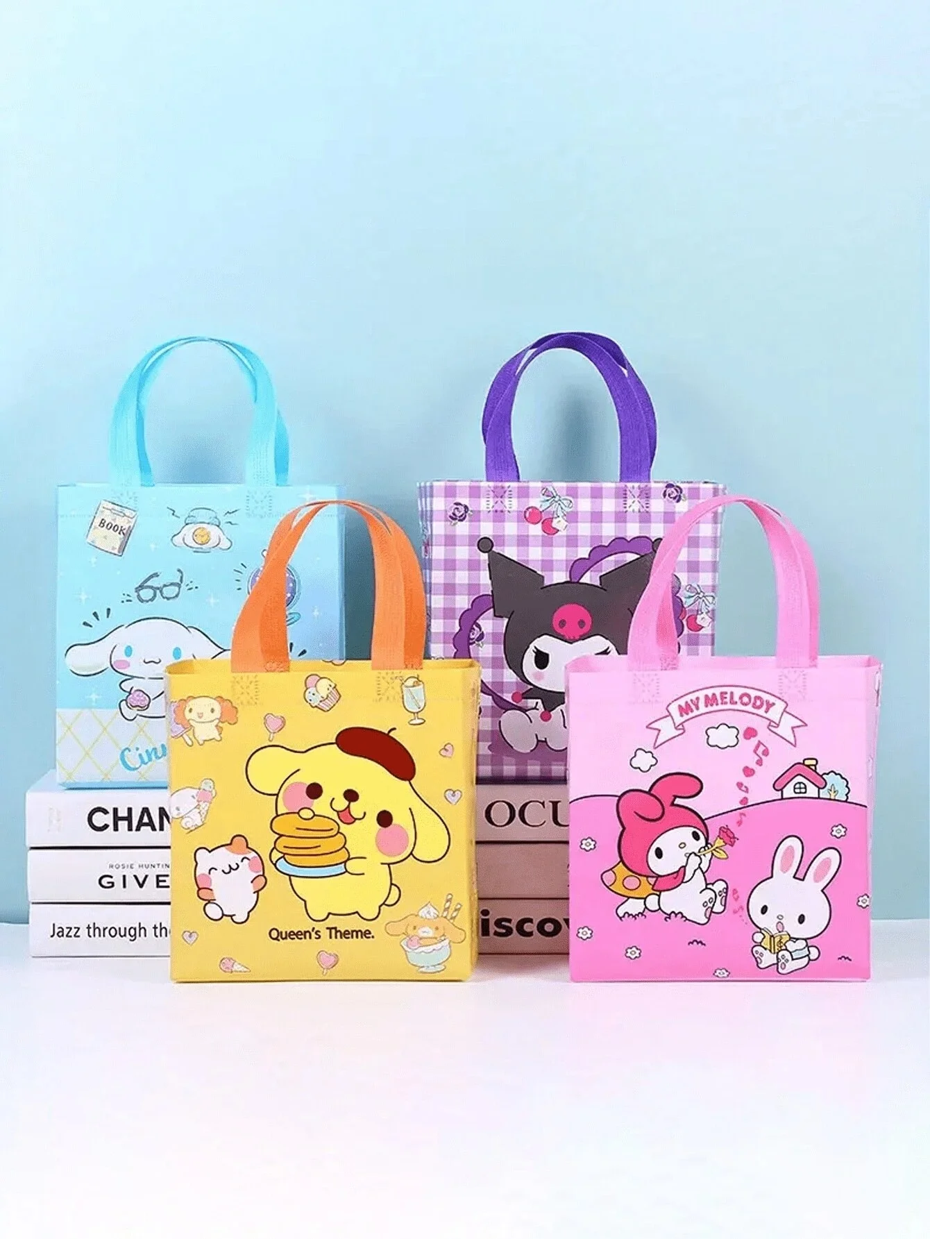 

1/4pcs Sanrio Kuromi Bag Anime My Melody Cinnamoroll Large Capacity Printed Non Woven Fabric Handbag Storage Books holiday Gifts