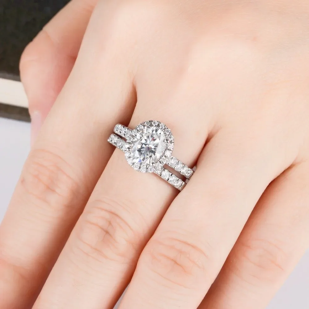 

Luxury VVS1 2ct Moissanite Women's Ring - 925 Sterling Silver Wedding Band & Engagement Ring Set Anniversary Jewelry Gift