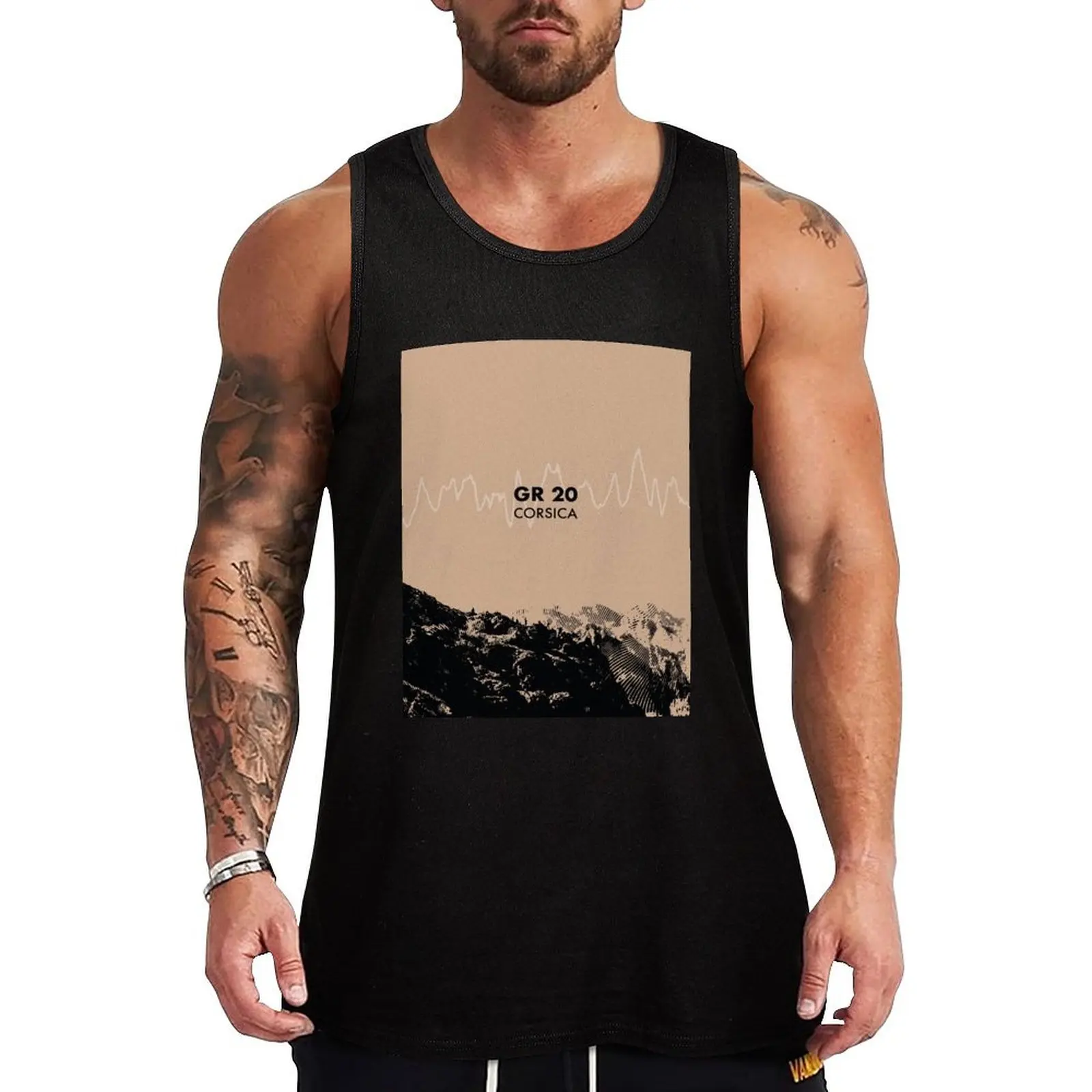The GR 20 Elevation Art - Brown Tank Top Rugged Workwear Tank Top Durable Sleeveless Wear