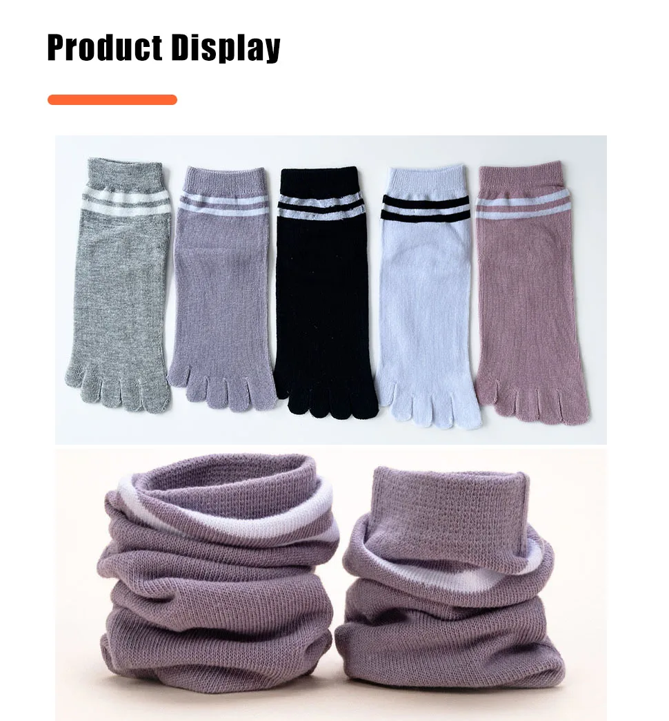 1/5 Paar Fünf-Finger-Socken für Damen und Mädchen, gestreift, Baumwolle, solide, schweißabsorbierend, weich, langlebig, kurze Zehensocken für Studenten, 4 Jahreszeiten – Detail 3