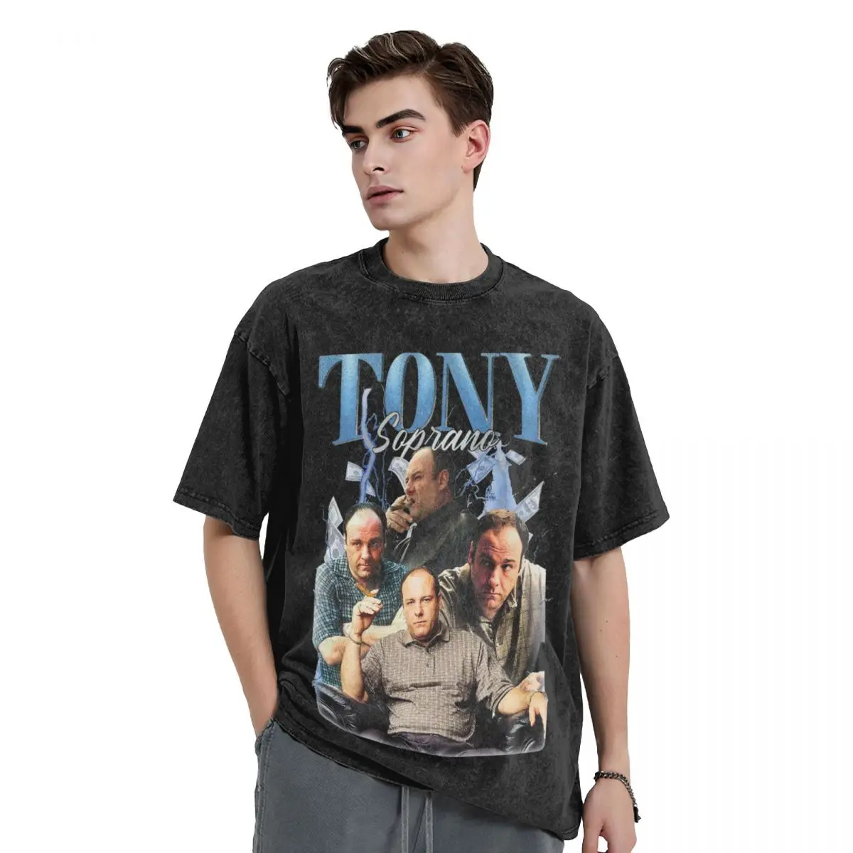 Tony Soprano T Shirt Hip Hop Washed 100% Cotton Harajuku T-Shirts Retro for Men Women Tops Streetwear Graphic Printed Tees