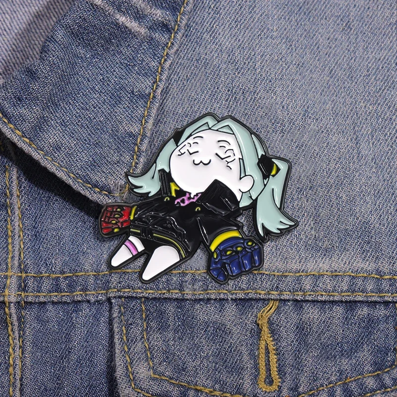 BANDAI Rebecca Sleep Cyberpunk Game Enamel Pin Game Character Brooch Lapel Clothing Badge Jewelry Accessories Christmas Gifts