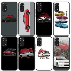 JDM Type R Civic Sport Car Case For Redmi Note 11 10 12 9 8 Pro Note 8T 9S 10S 11S Cover For Redmi 10C 9C 9A 9T 9 10