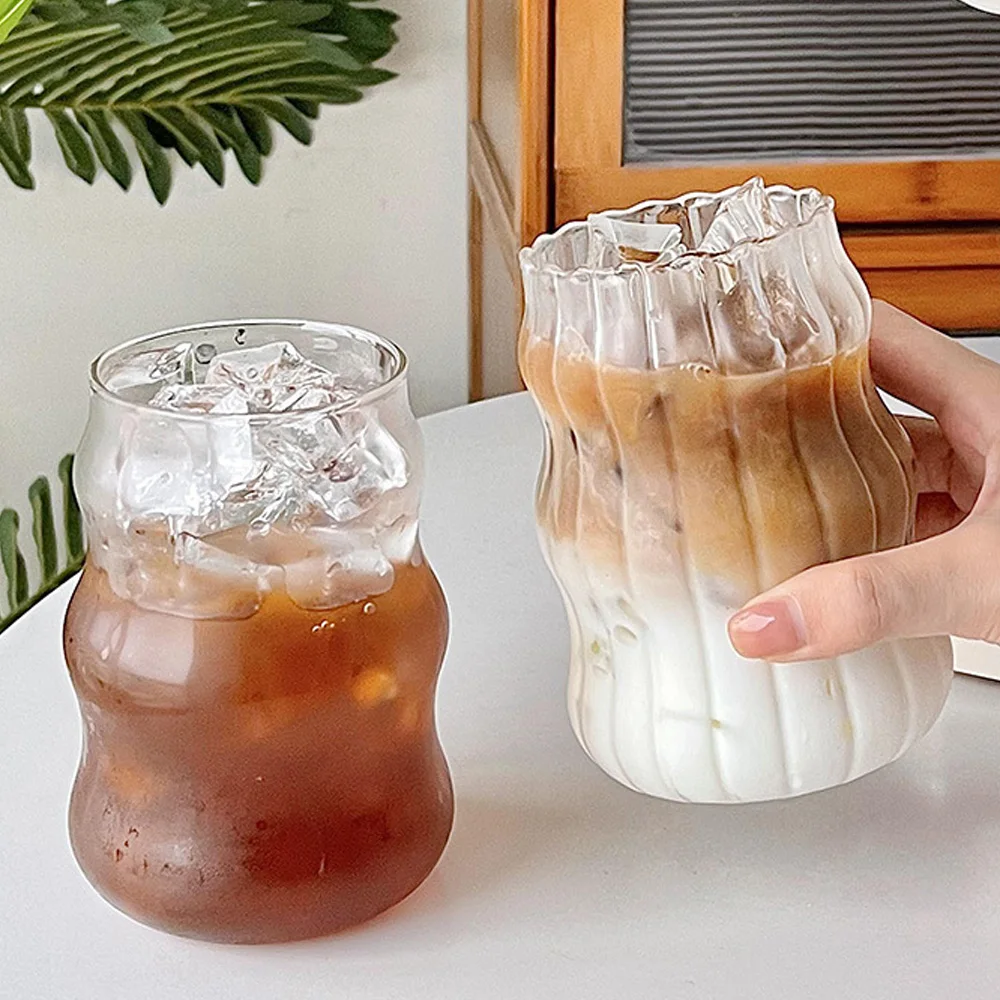 500 ml Transparente Glas Tasse Kalten Kaffee Tasse Mit Stroh Dessert Saft Milch Drink Becher Party Cocktail Gläser Teetasse