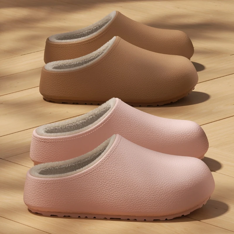 

Women Winter Waterproof EVA Slippers Warm Fleece Lined Soft Lightweight House Shoes Closed Toe Indoor Outdoor Casual Footwear