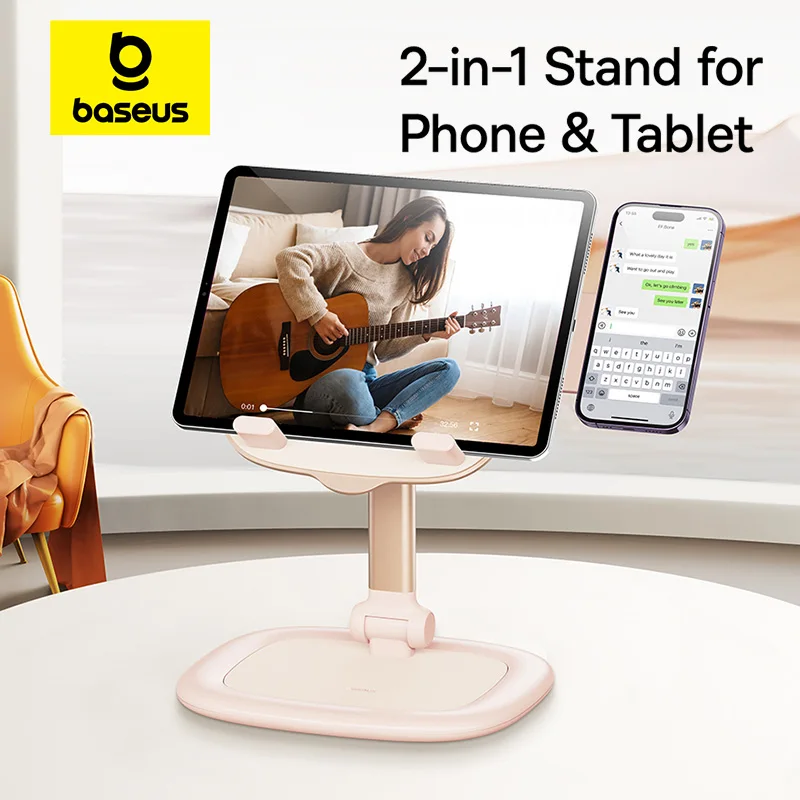 

Baseus 2-in-1 Table Phone Stand for iPad Pro Mini Magnetic Holder for iPhone 17 Air 16 15 Pro Max Adjustable Desktop Cell Holder