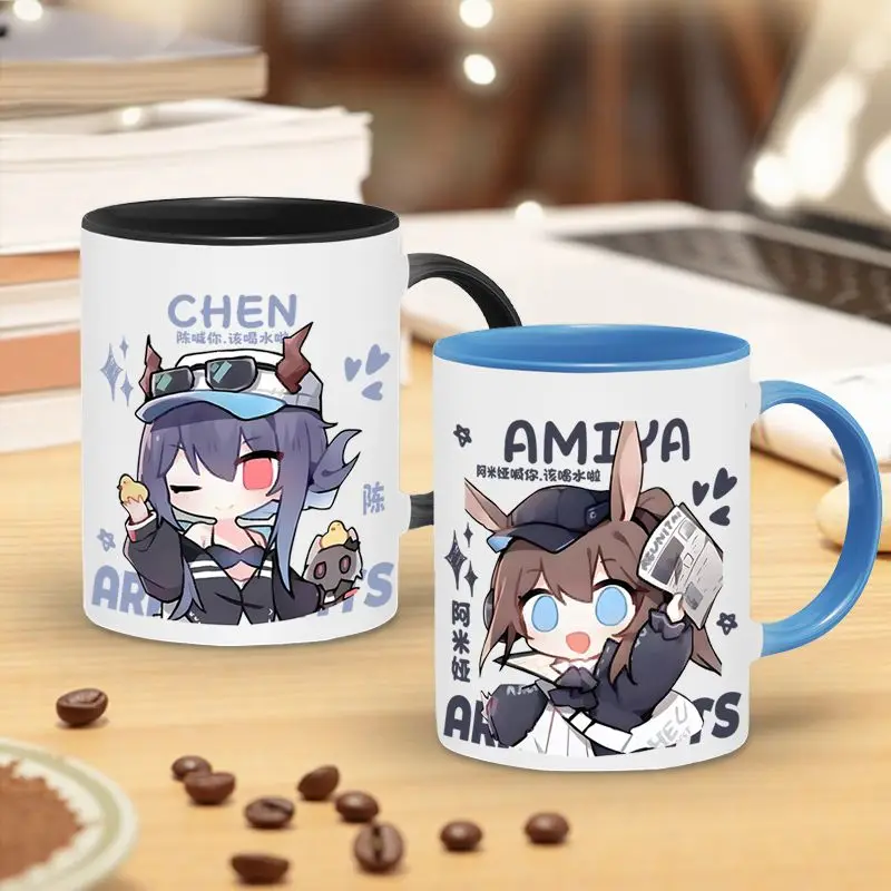 

Spot Game Anime 2025 Arknights Cos Goldenglow Saga Texas Schwarz Unisex 8.1x9.5cm Contrasting Color Simple Ceramic Mug Giving