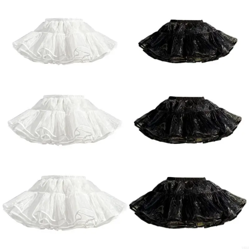 

Y88a черная аниме юбка с 4 слоями мягкого тюля для объемной и удобной дышащей модной аниме -юбки