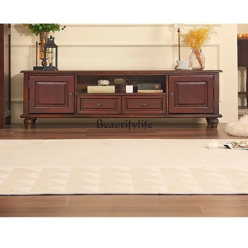 

American retro all-solid wood TV cabinet floor cabinet modern simple living room cherry wood furniture