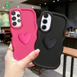 A 52 53 33 15 14 35 55 3D Love Heart Wavy Silicone Case For Samsung Galaxy A52 A53 A13 A23 A33 A73 4g 5g Shockproof Soft Cover