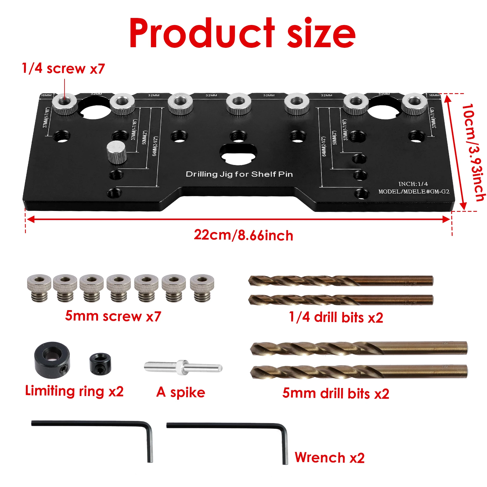 Imagem -06 - Alumínio Alloy Shelf Pin Jig Guia de Perfuração Precise Cabinet Mounting Template Jig 32 Milímetros Espaçamento Pol mm