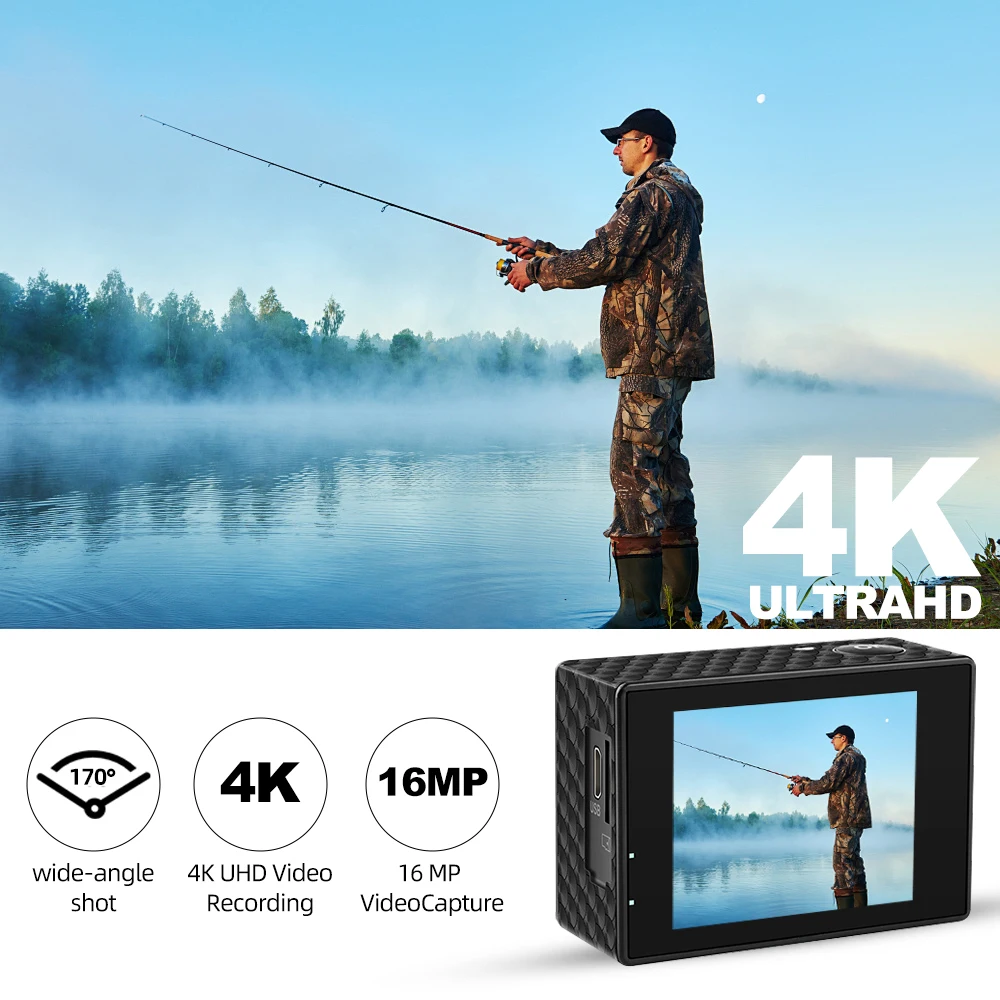 Action Camera Ultra HD 4K30FPS 16.0MP Wi-Fi 2.0