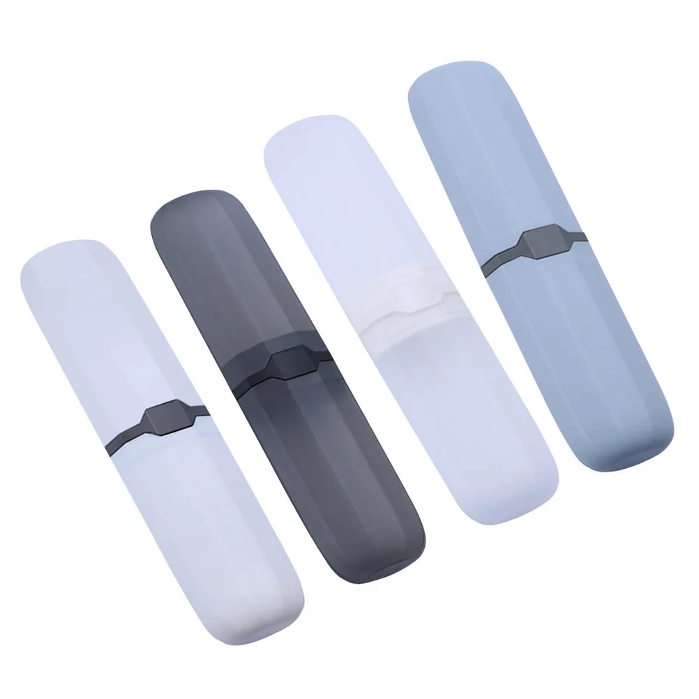 

Набор из 4 серо-голубых портативных футляров для зубных щеток: высококачественный пластик, компактные и легкие, для деловых поездок и путешествий на природу