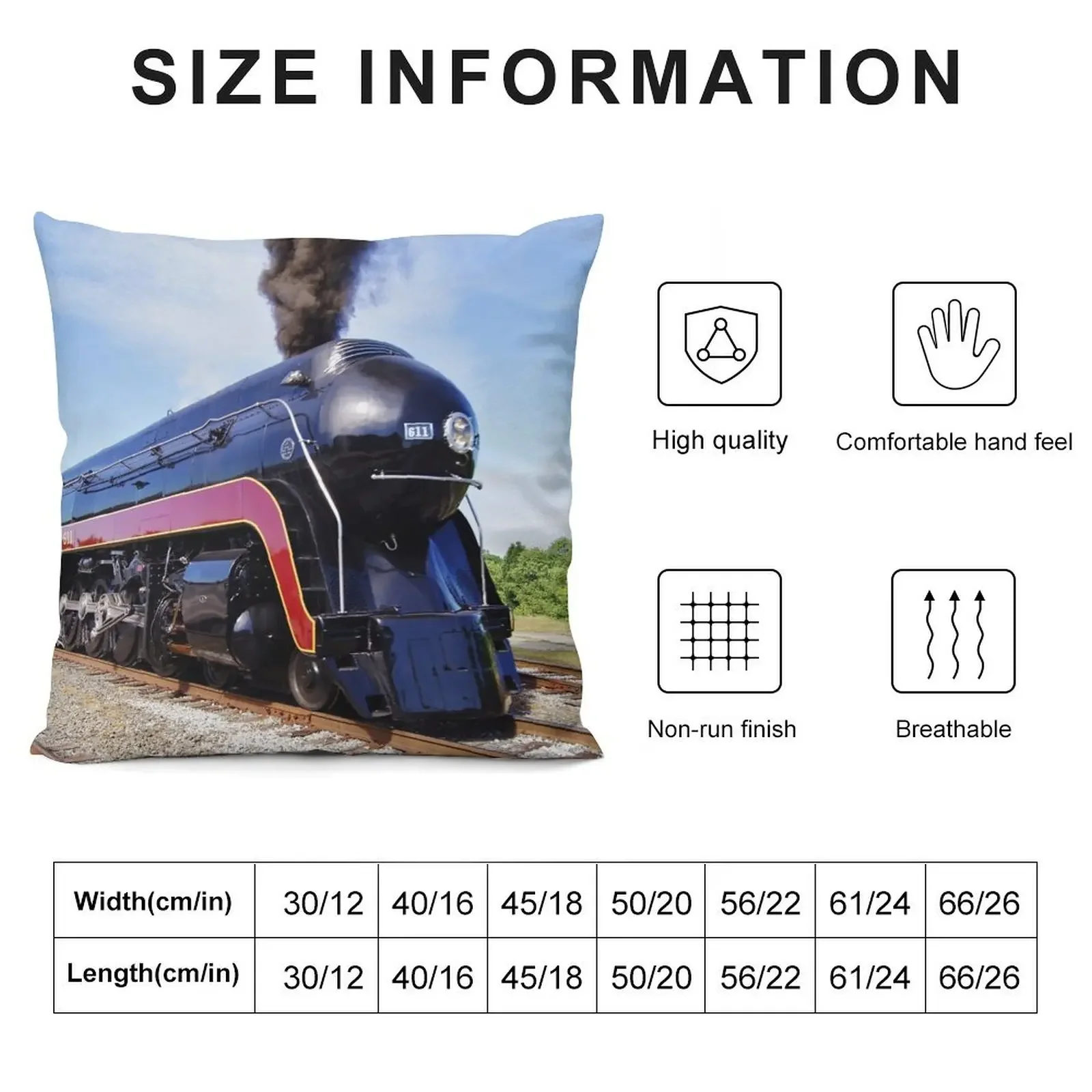 Norfolk and Western Class J # 611 Locomotive after restoration Throw Pillow Cushions For Decorative Sofa Sofa Cushion pillow