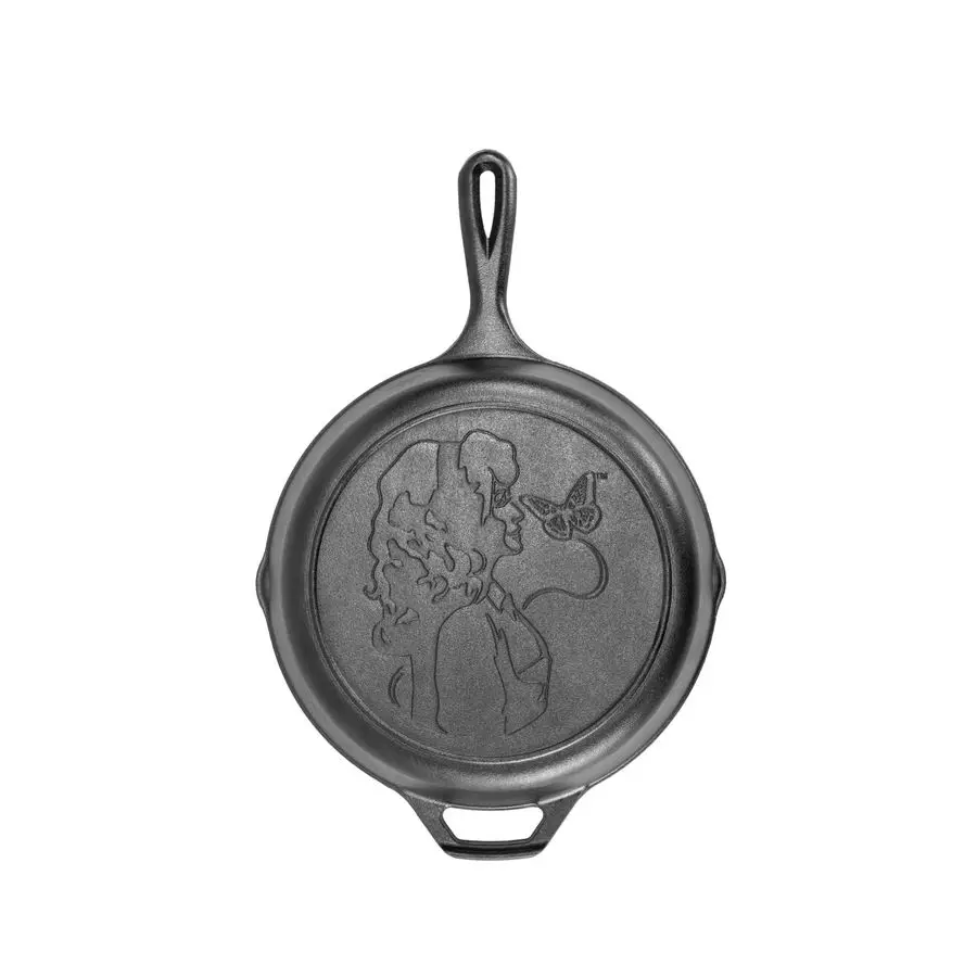 

10.25 Inch Dolly Parton PreSeasoned Cast Iron Stamped Skillet Signature Teardrop Handle Use in the Oven, on the Stove, on the G