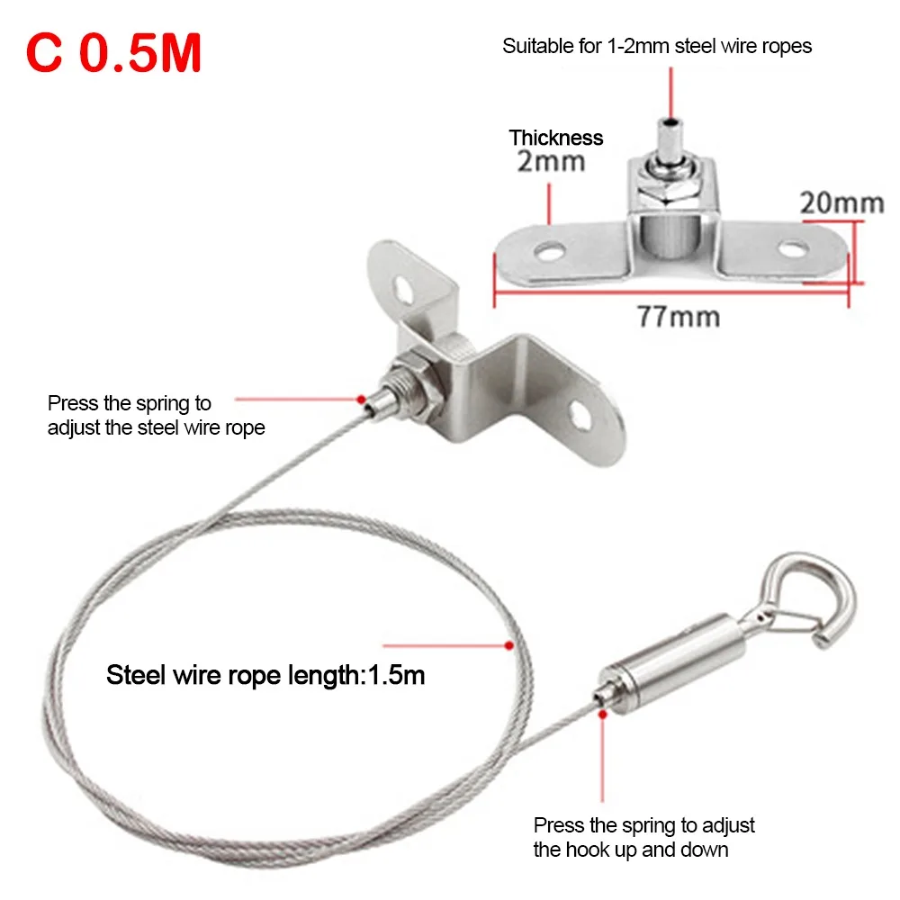 

New Stainless Steel Wire Rope Adjustable With Locking Retractable Fastening Hanging Rope