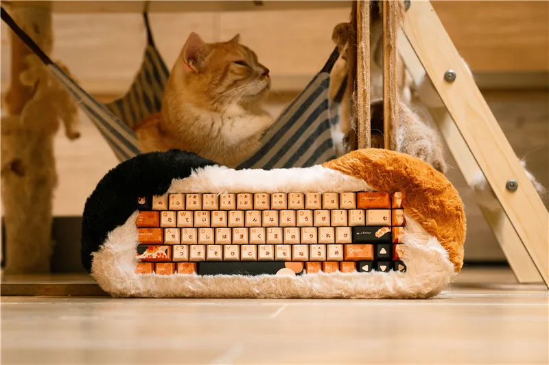 

Игровая клавиатура Dry Studio PETBRICK 65, 2,4G, беспроводная самовосстанавливающаяся механическая клавиатура с листовой пружиной, съемный плюшевый чехол